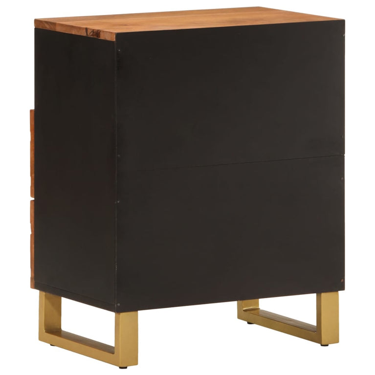 Nachtkastje 50x33x60 cm massief mangohout bruin en zwart MeubelReus