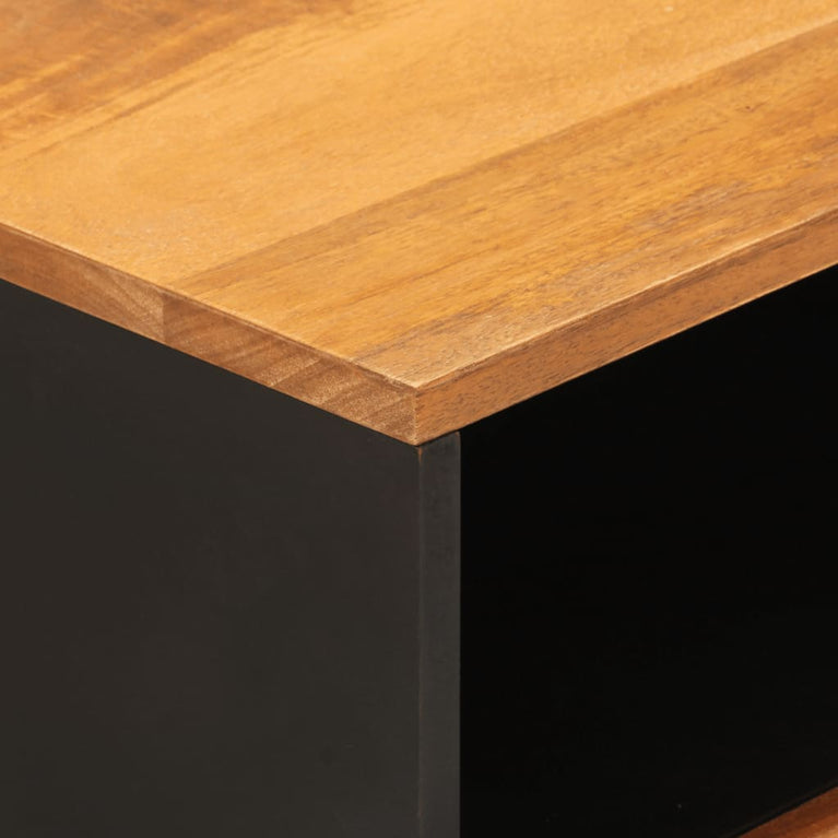 Nachtkastje 50x33x60 cm massief mangohout bruin en zwart MeubelReus