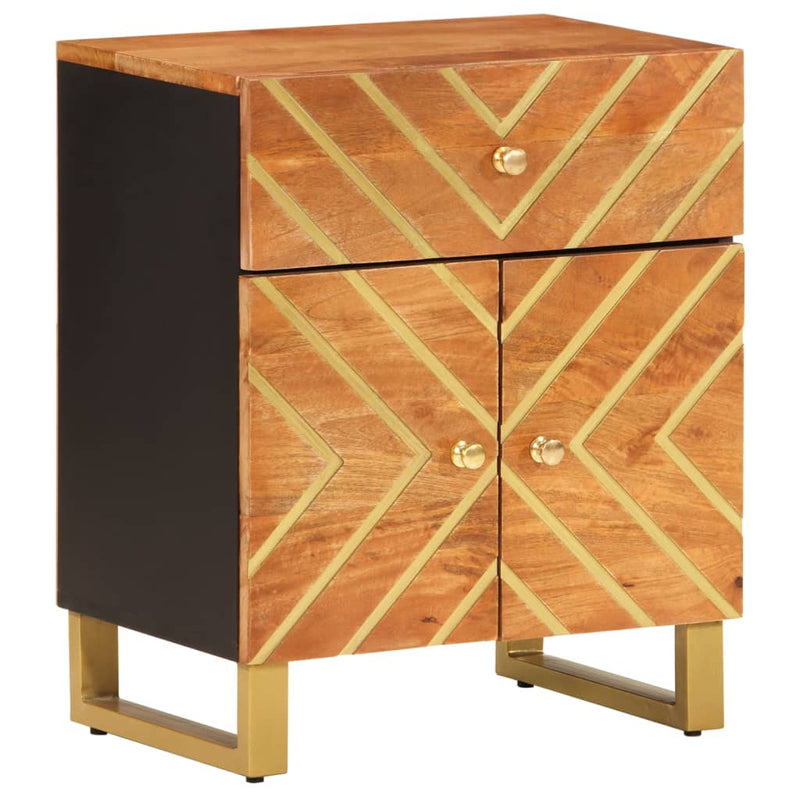 Nachtkastje 50x33x60 cm massief mangohout bruin en zwart MeubelReus