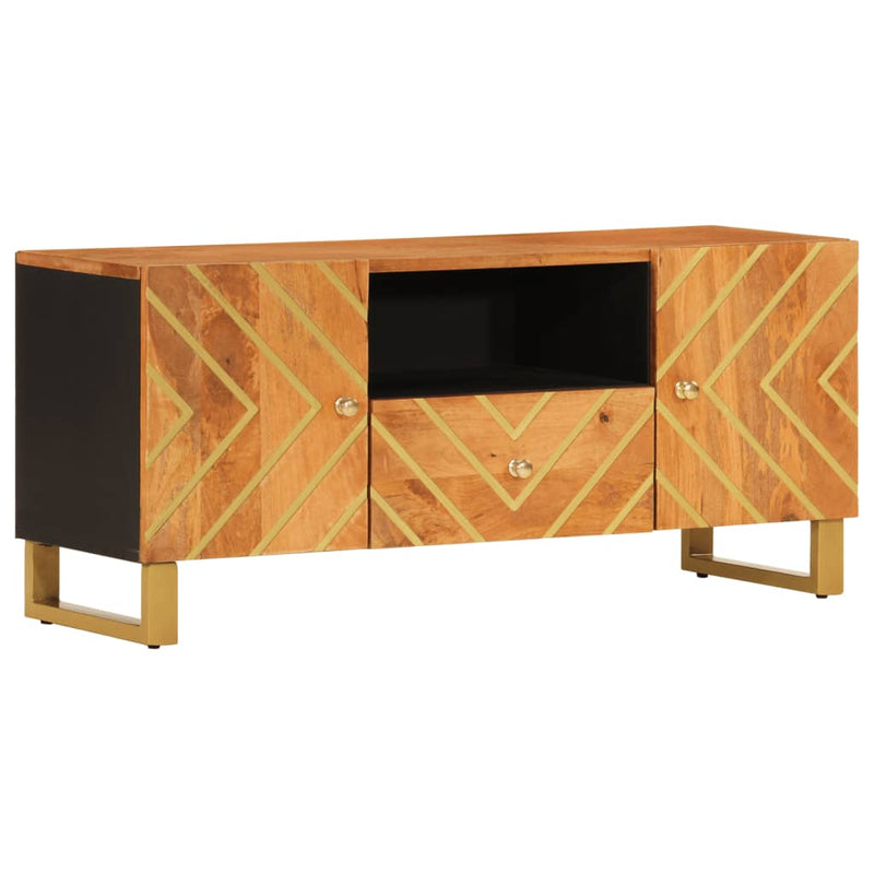 Tv-meubel 105x33,5x46 cm massief mangohout bruin en zwart MeubelReus