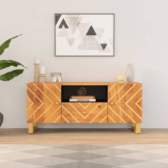 Tv-meubel 105x33,5x46 cm massief mangohout bruin en zwart MeubelReus