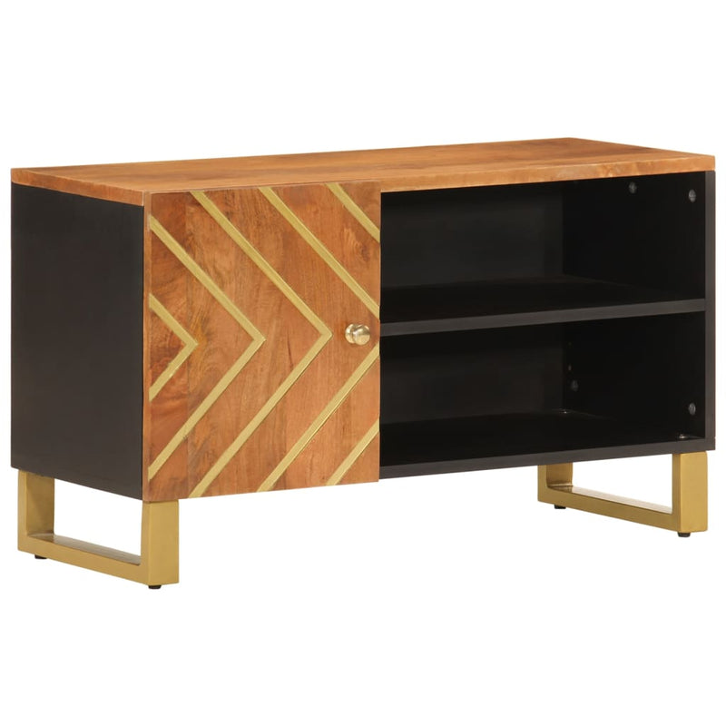 Tv-meubel 80x31,5x46 cm massief mangohout bruin en zwart MeubelReus