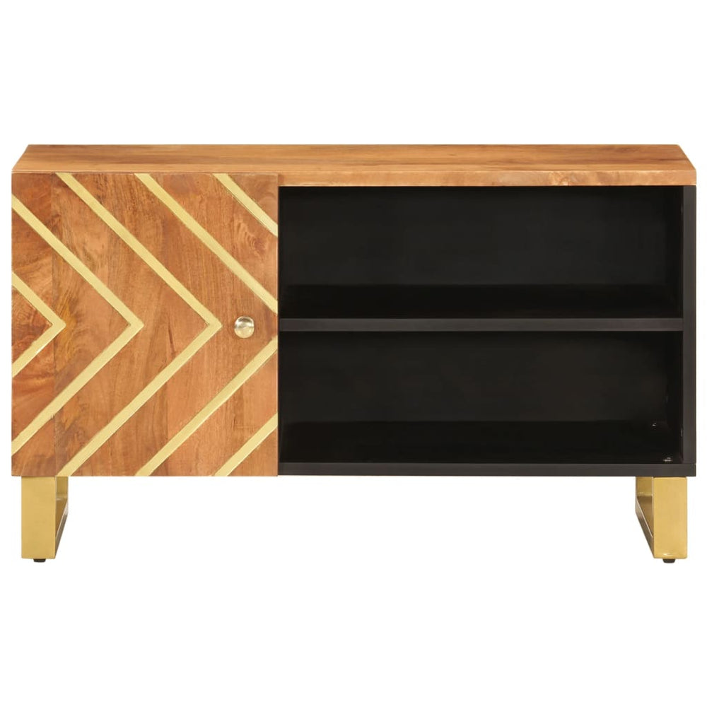 Tv-meubel 80x31,5x46 cm massief mangohout bruin en zwart MeubelReus