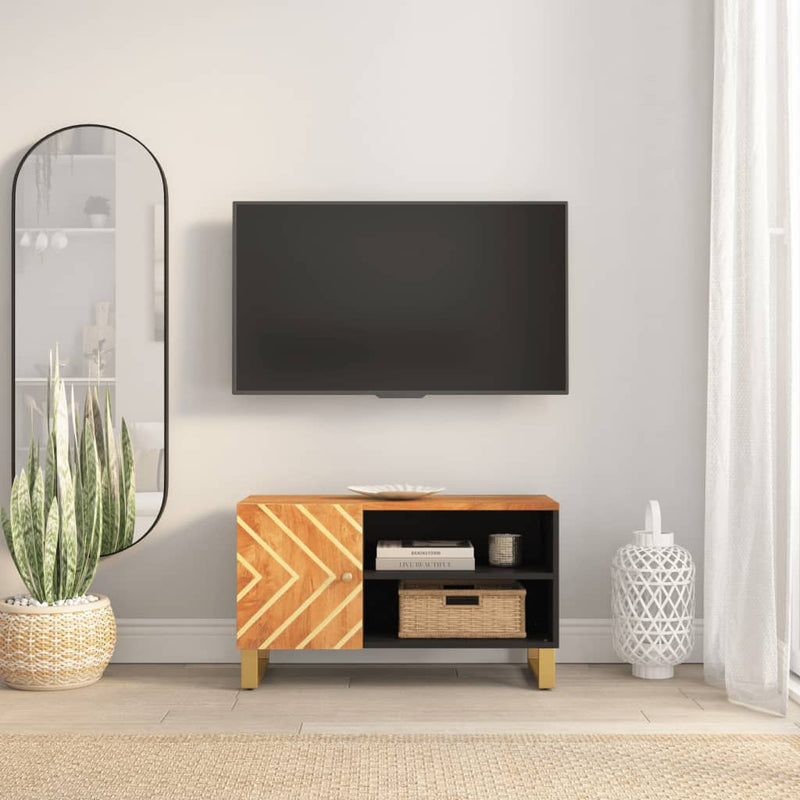 Tv-meubel 80x31,5x46 cm massief mangohout bruin en zwart MeubelReus