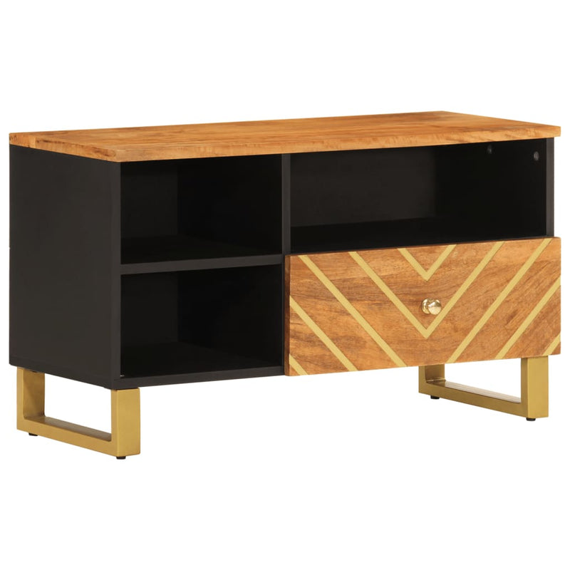 Tv-meubel 80x33,5x46 cm massief mangohout bruin en zwart MeubelReus