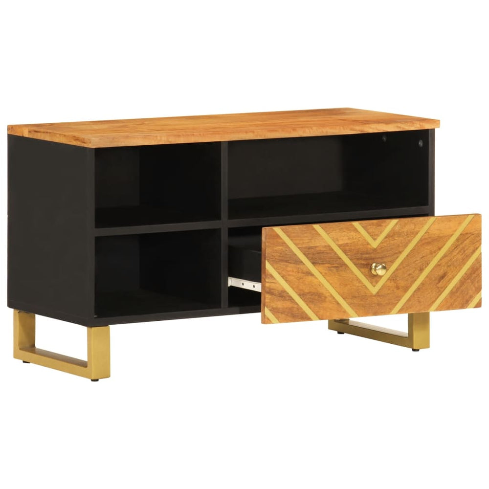 Tv-meubel 80x33,5x46 cm massief mangohout bruin en zwart MeubelReus