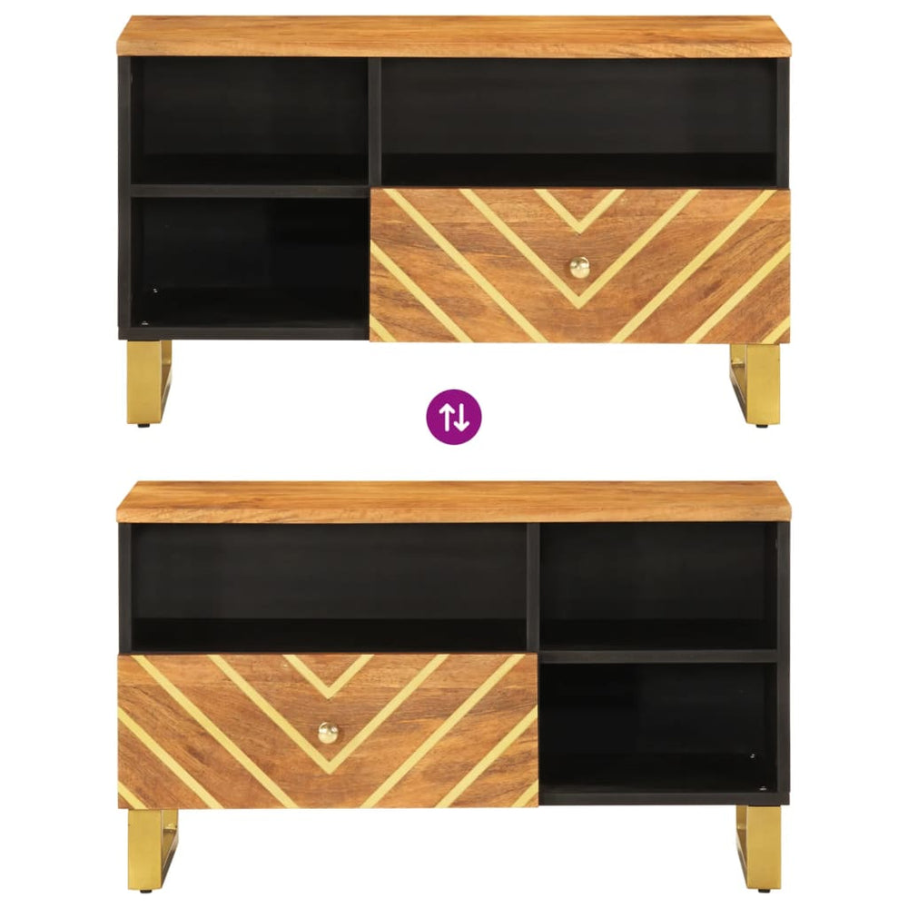 Tv-meubel 80x33,5x46 cm massief mangohout bruin en zwart MeubelReus