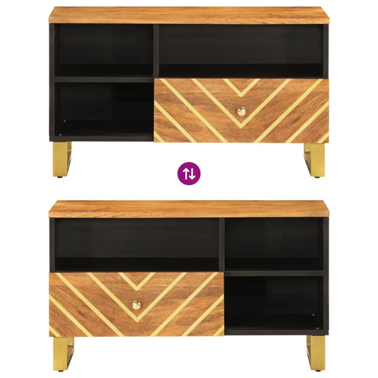 Tv-meubel 80x33,5x46 cm massief mangohout bruin en zwart MeubelReus