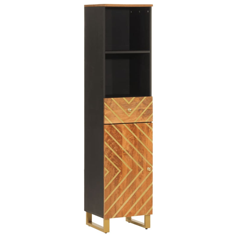 Badkamerkast 38x33,5x160 cm massief mangohout bruin en zwart MeubelReus