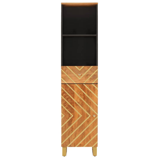 Badkamerkast 38x33,5x160 cm massief mangohout bruin en zwart MeubelReus
