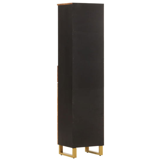 Badkamerkast 38x33,5x160 cm massief mangohout bruin en zwart MeubelReus