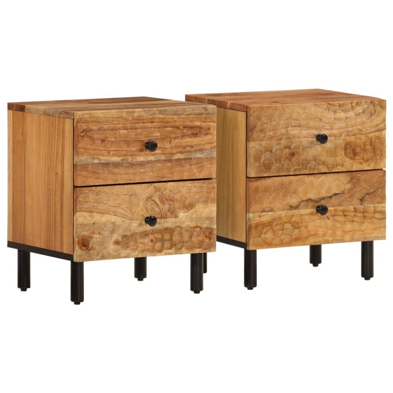 Nachtkastjes 2 st 40x33x46 cm massief acaciahout