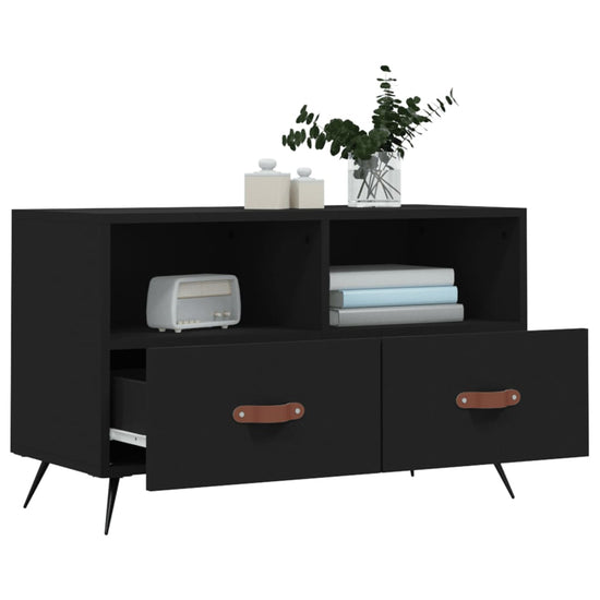 Tv-meubel 80x36x50 cm bewerkt hout zwart MeubelReus