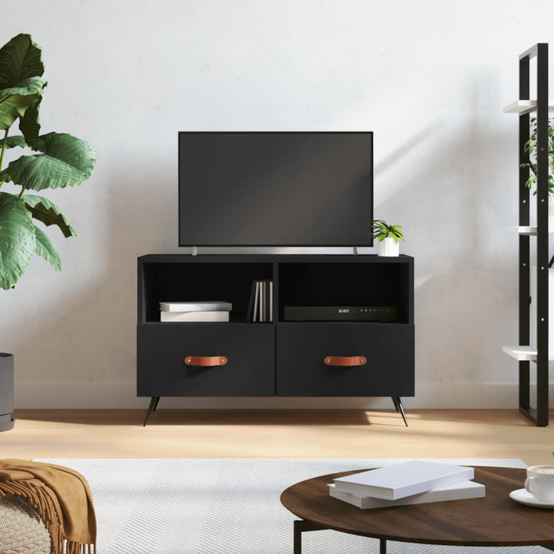 Tv-meubel 80x36x50 cm bewerkt hout zwart MeubelReus
