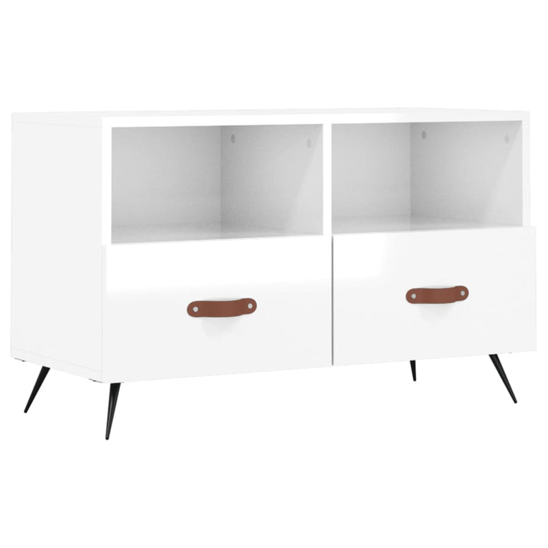 Tv-meubel 80x36x50 cm bewerkt hout hoogglans wit MeubelReus