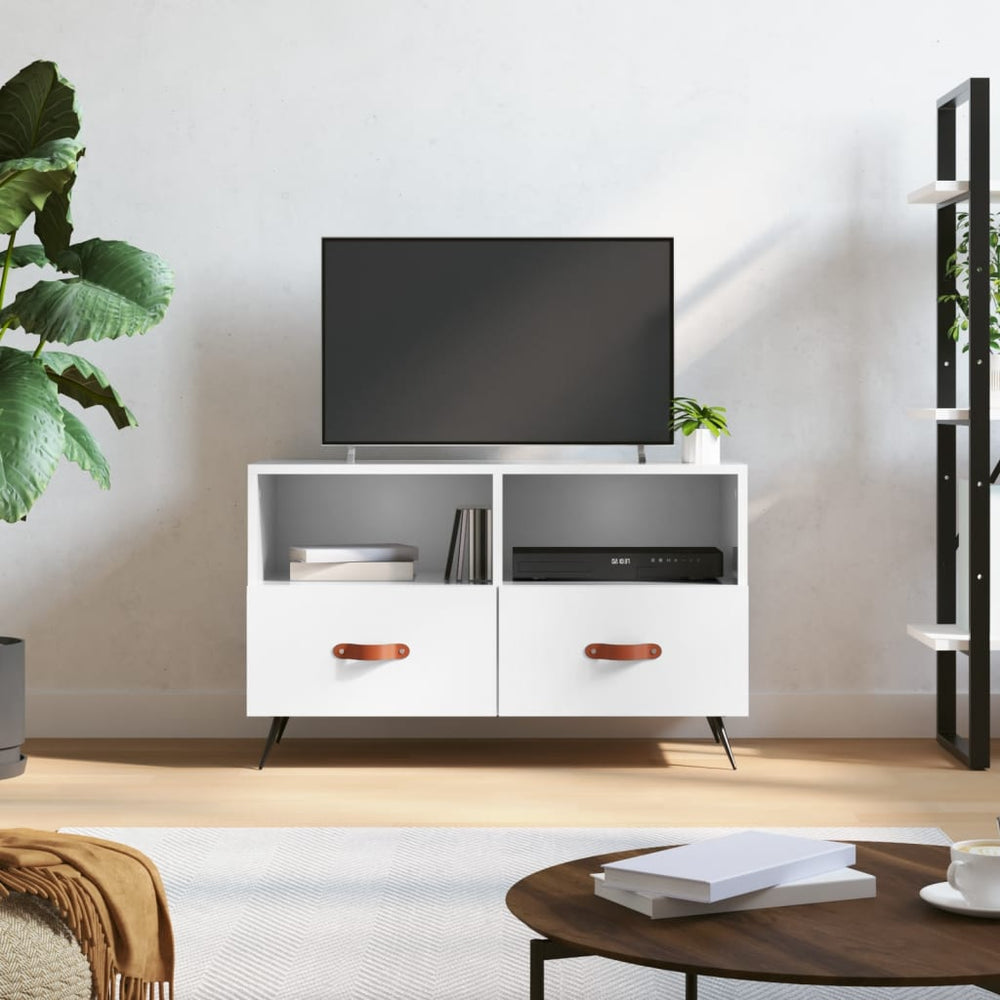Tv-meubel 80x36x50 cm bewerkt hout hoogglans wit MeubelReus