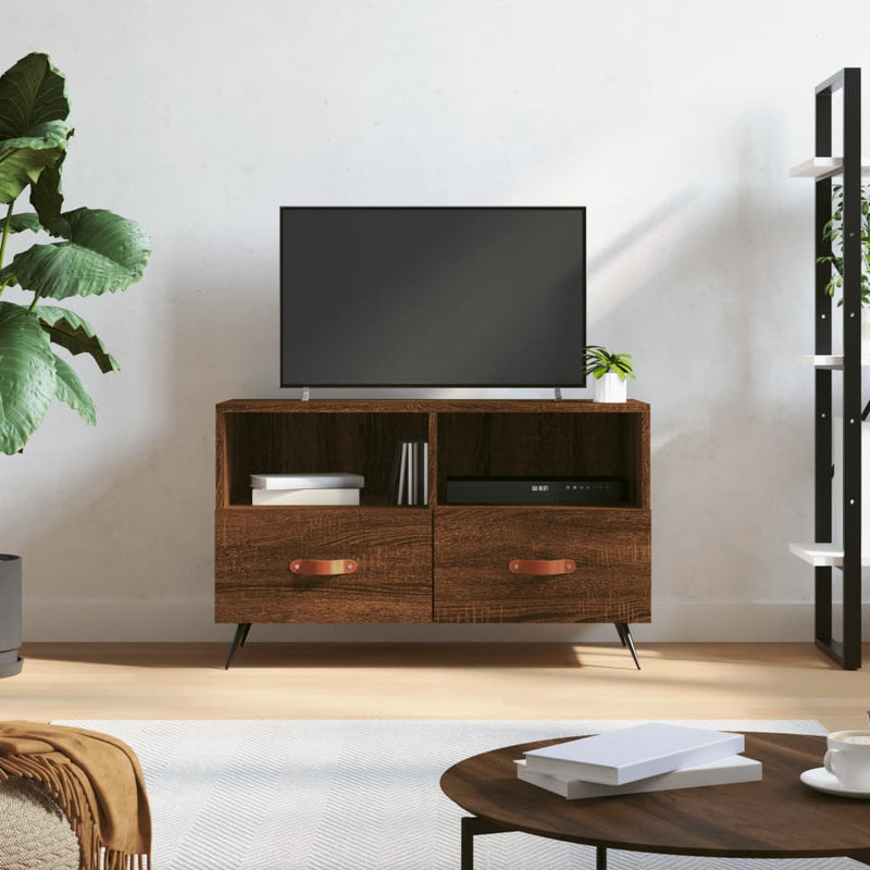 Tv-meubel 80x36x50 cm bewerkt hout bruin eikenkleur MeubelReus