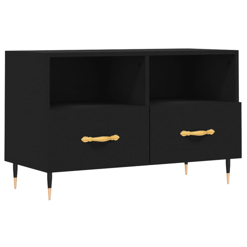 Tv-meubel 80x36x50 cm bewerkt hout zwart MeubelReus