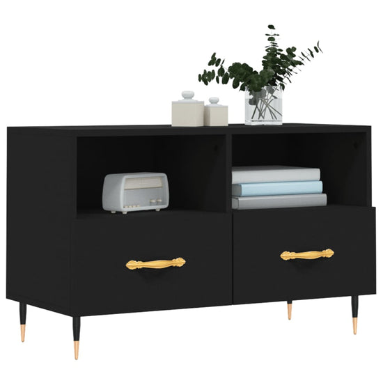 Tv-meubel 80x36x50 cm bewerkt hout zwart MeubelReus