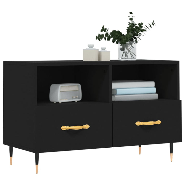 Tv-meubel 80x36x50 cm bewerkt hout zwart MeubelReus