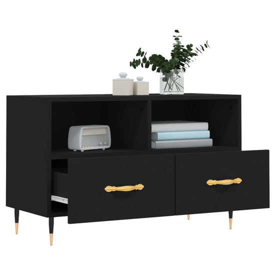 Tv-meubel 80x36x50 cm bewerkt hout zwart MeubelReus