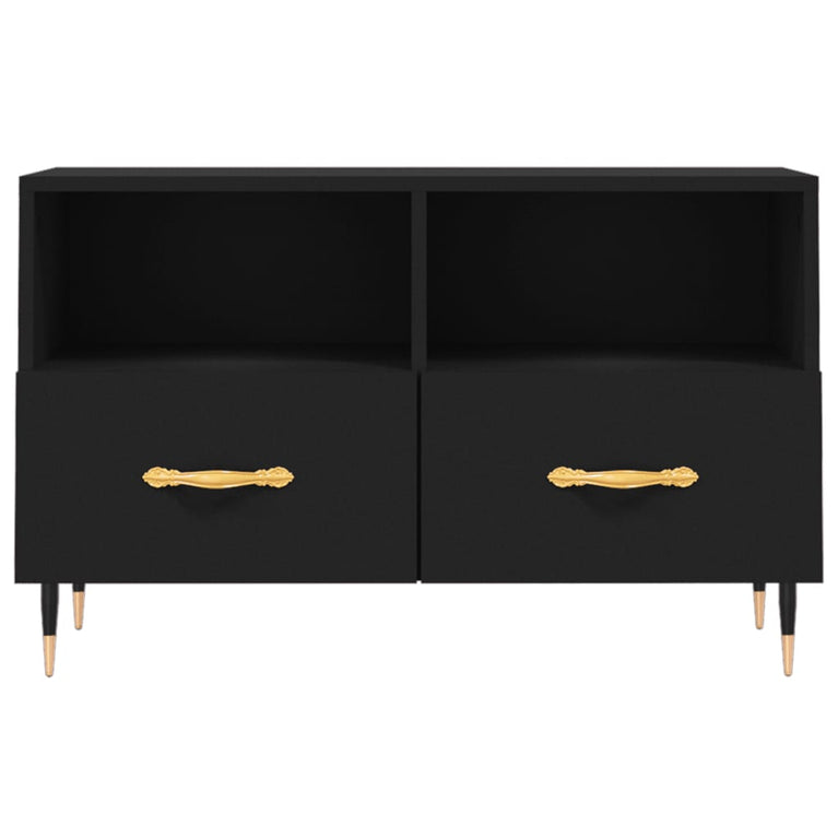 Tv-meubel 80x36x50 cm bewerkt hout zwart MeubelReus