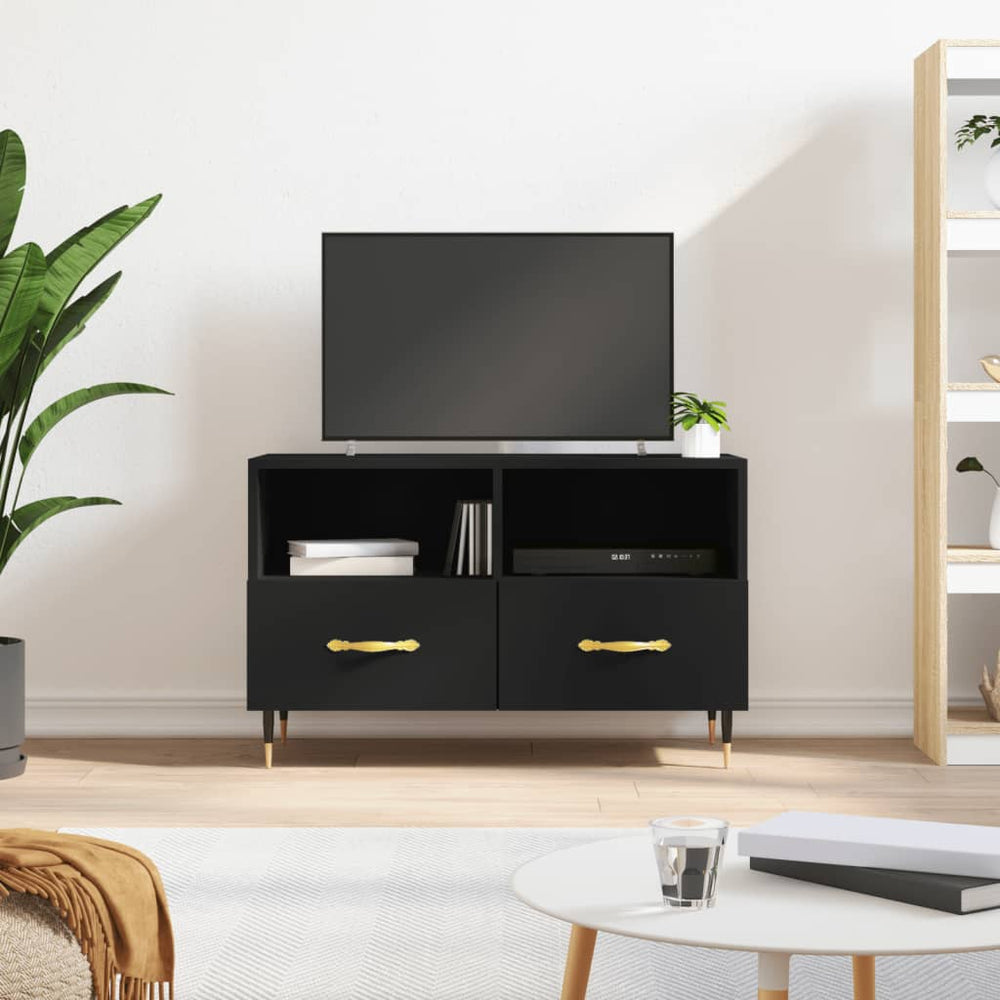 Tv-meubel 80x36x50 cm bewerkt hout zwart MeubelReus