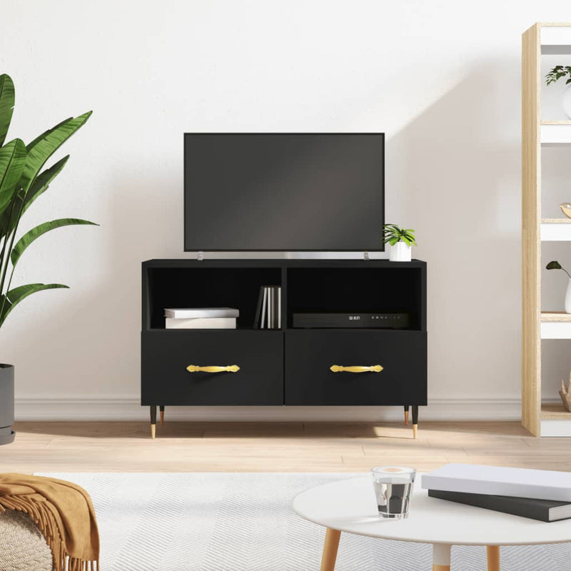 Tv-meubel 80x36x50 cm bewerkt hout zwart MeubelReus