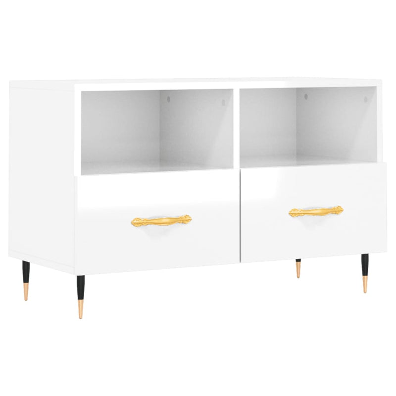 Tv-meubel 80x36x50 cm bewerkt hout hoogglans wit MeubelReus