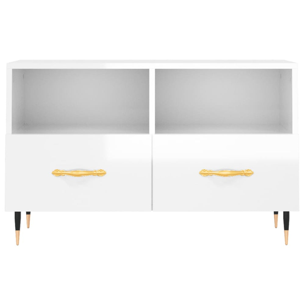 Tv-meubel 80x36x50 cm bewerkt hout hoogglans wit MeubelReus