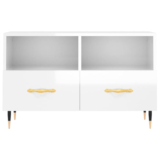 Tv-meubel 80x36x50 cm bewerkt hout hoogglans wit MeubelReus