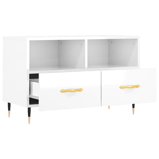 Tv-meubel 80x36x50 cm bewerkt hout hoogglans wit MeubelReus