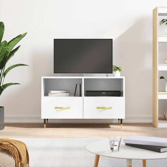 Tv-meubel 80x36x50 cm bewerkt hout hoogglans wit MeubelReus