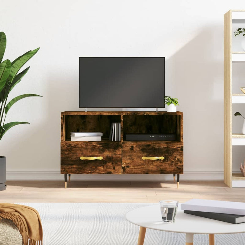 Tv-meubel 80x36x50 cm bewerkt hout gerookt eikenkleurig MeubelReus