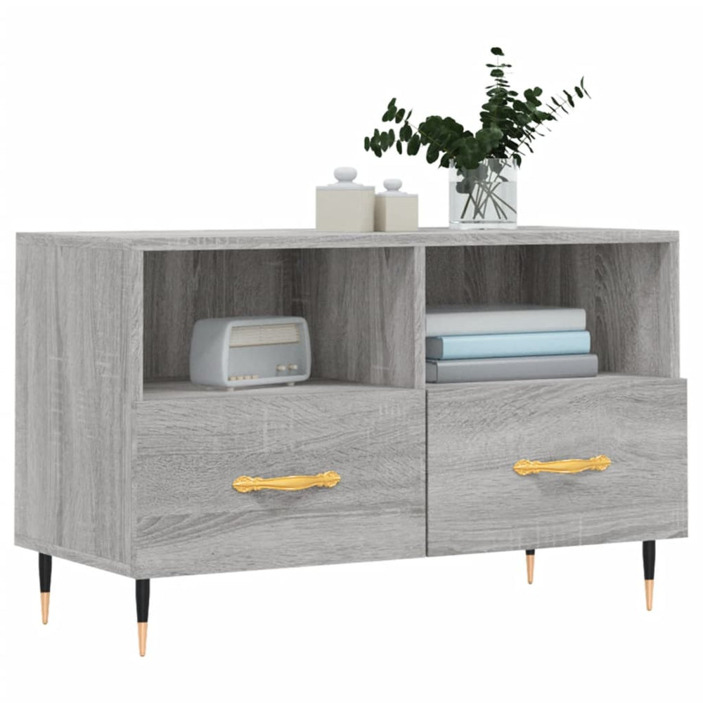 Tv-meubel 80x36x50 cm bewerkt hout grijs sonoma eikenkleurig MeubelReus