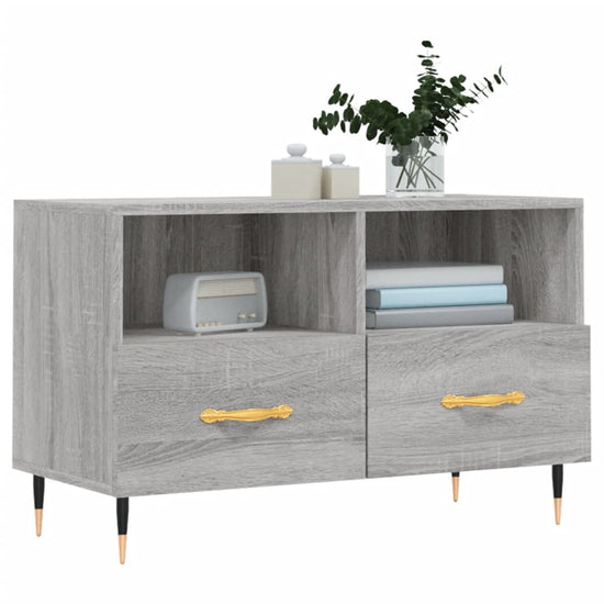 Tv-meubel 80x36x50 cm bewerkt hout grijs sonoma eikenkleurig MeubelReus