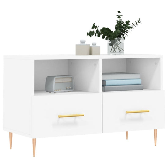 Tv-meubel 80x36x50 cm bewerkt hout wit MeubelReus