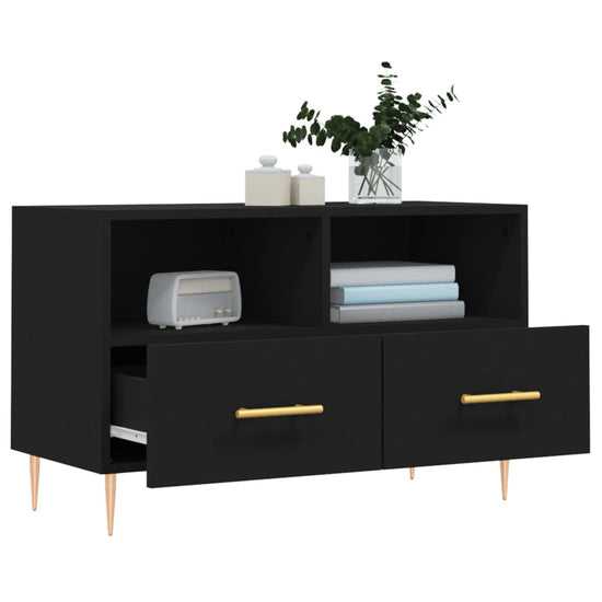 Tv-meubel 80x36x50 cm bewerkt hout zwart MeubelReus