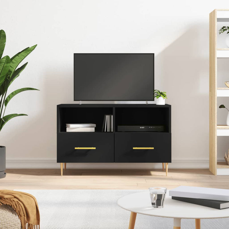 Tv-meubel 80x36x50 cm bewerkt hout zwart MeubelReus