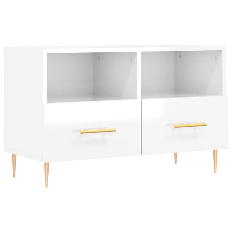 Tv-meubel 80x36x50 cm bewerkt hout hoogglans wit MeubelReus