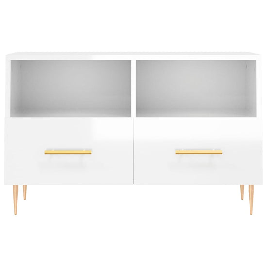 Tv-meubel 80x36x50 cm bewerkt hout hoogglans wit MeubelReus