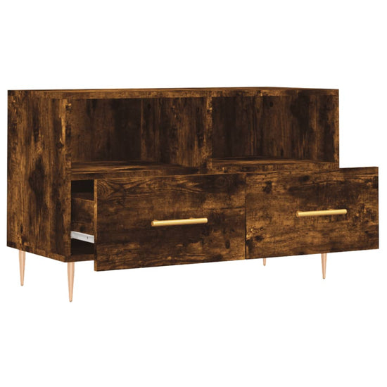 Tv-meubel 80x36x50 cm bewerkt hout gerookt eikenkleurig MeubelReus