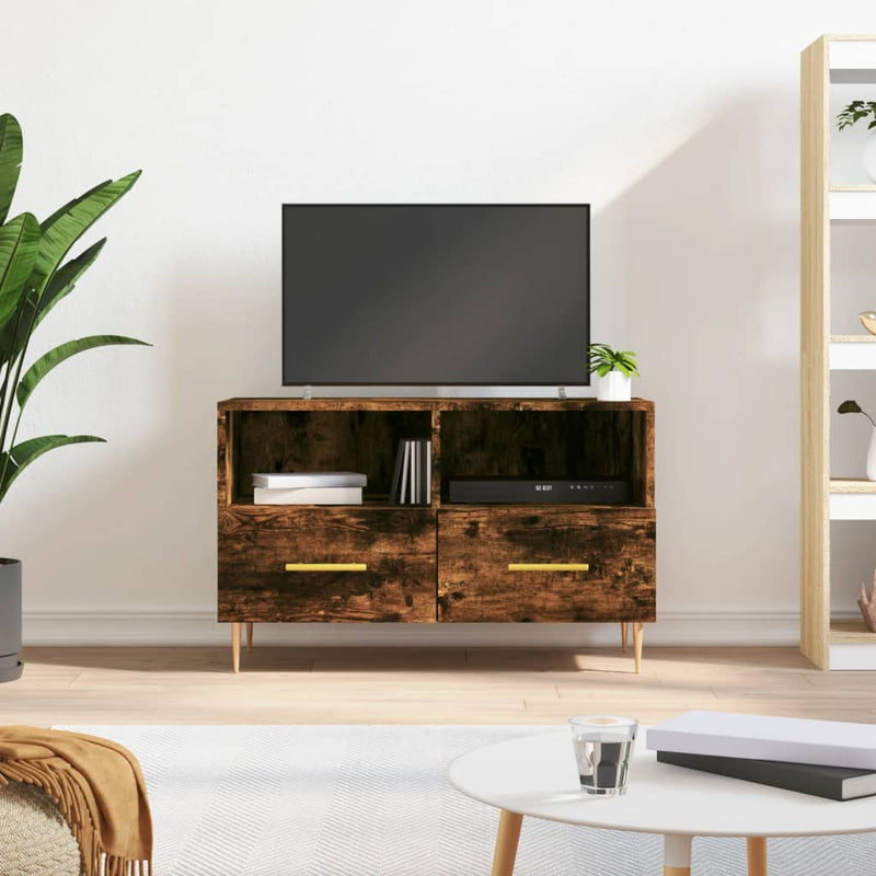 Tv-meubel 80x36x50 cm bewerkt hout gerookt eikenkleurig MeubelReus