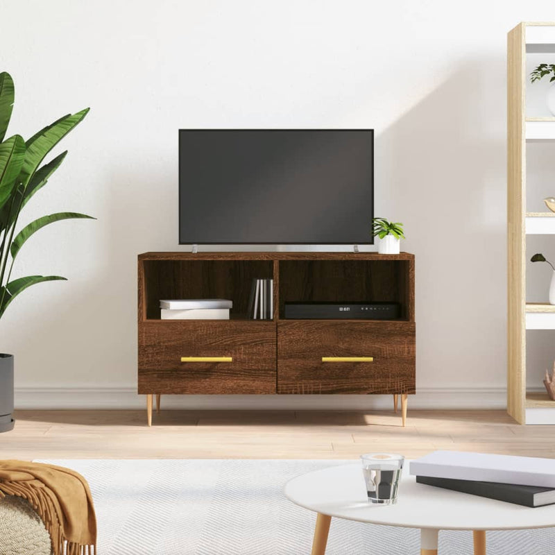 Tv-meubel 80x36x50 cm bewerkt hout bruin eikenkleur MeubelReus