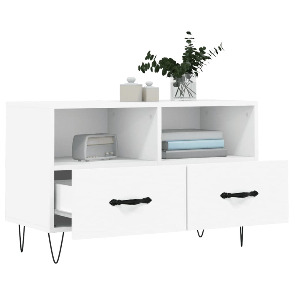 Tv-meubel 80x36x50 cm bewerkt hout wit MeubelReus