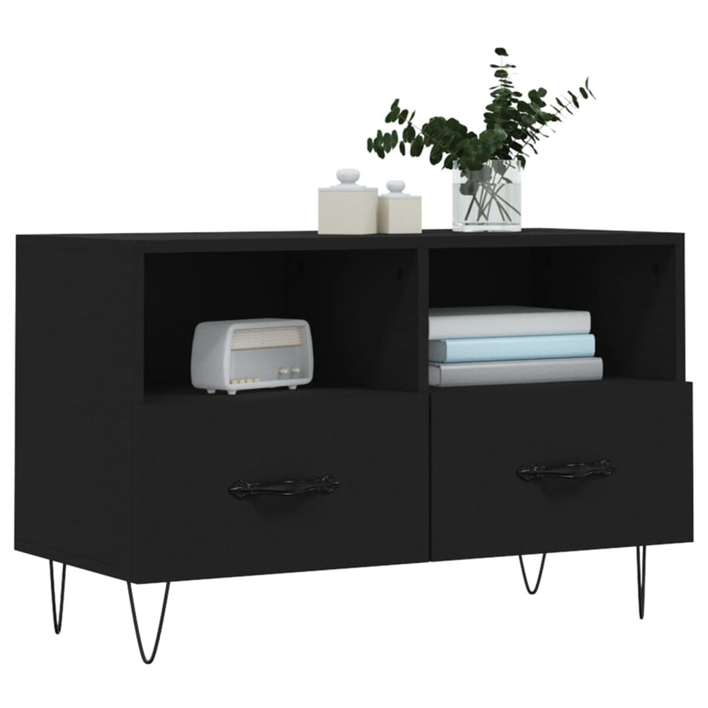 Tv-meubel 80x36x50 cm bewerkt hout zwart MeubelReus