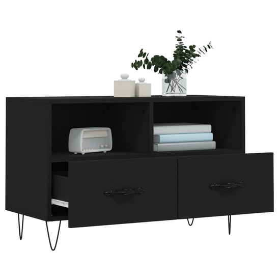 Tv-meubel 80x36x50 cm bewerkt hout zwart MeubelReus