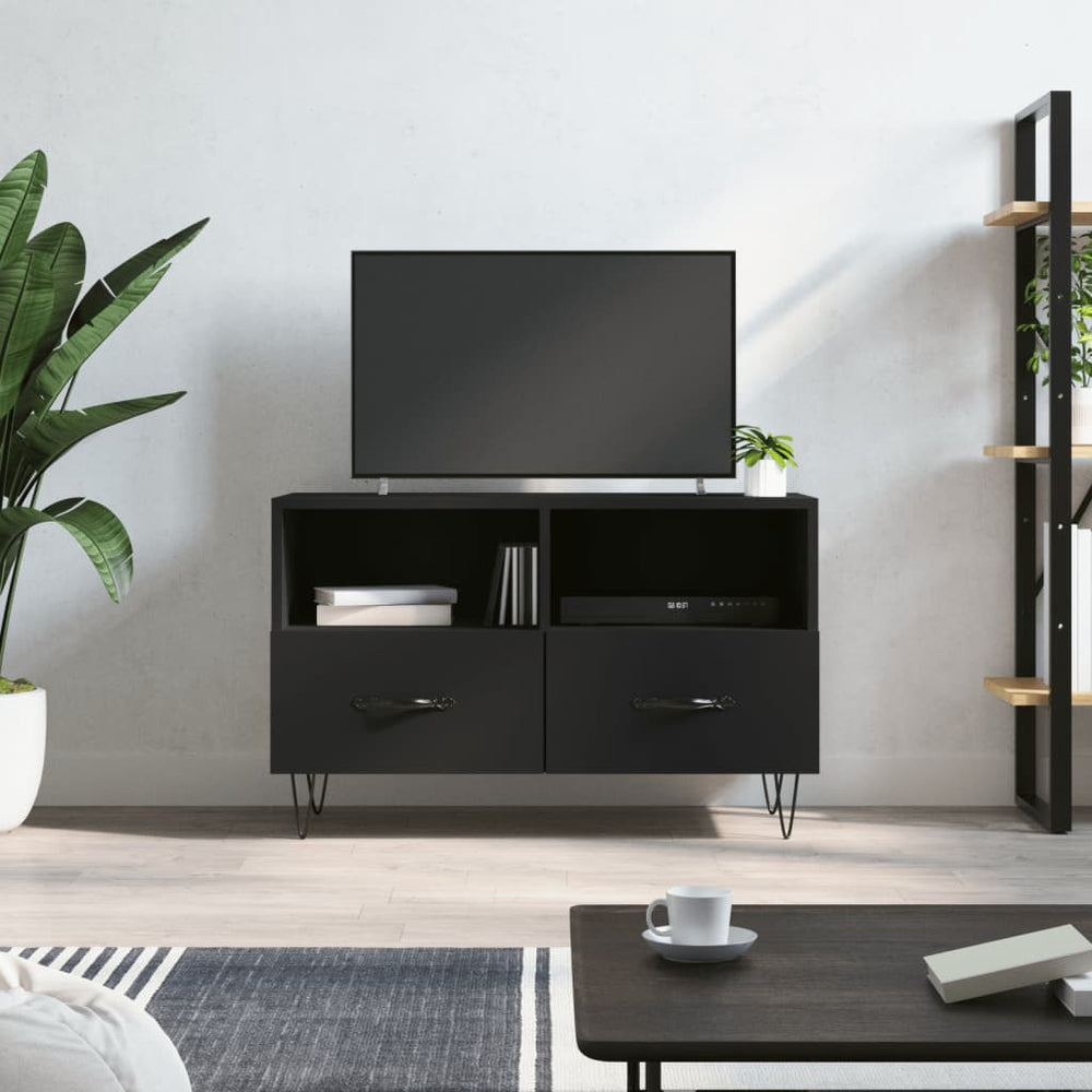 Tv-meubel 80x36x50 cm bewerkt hout zwart MeubelReus