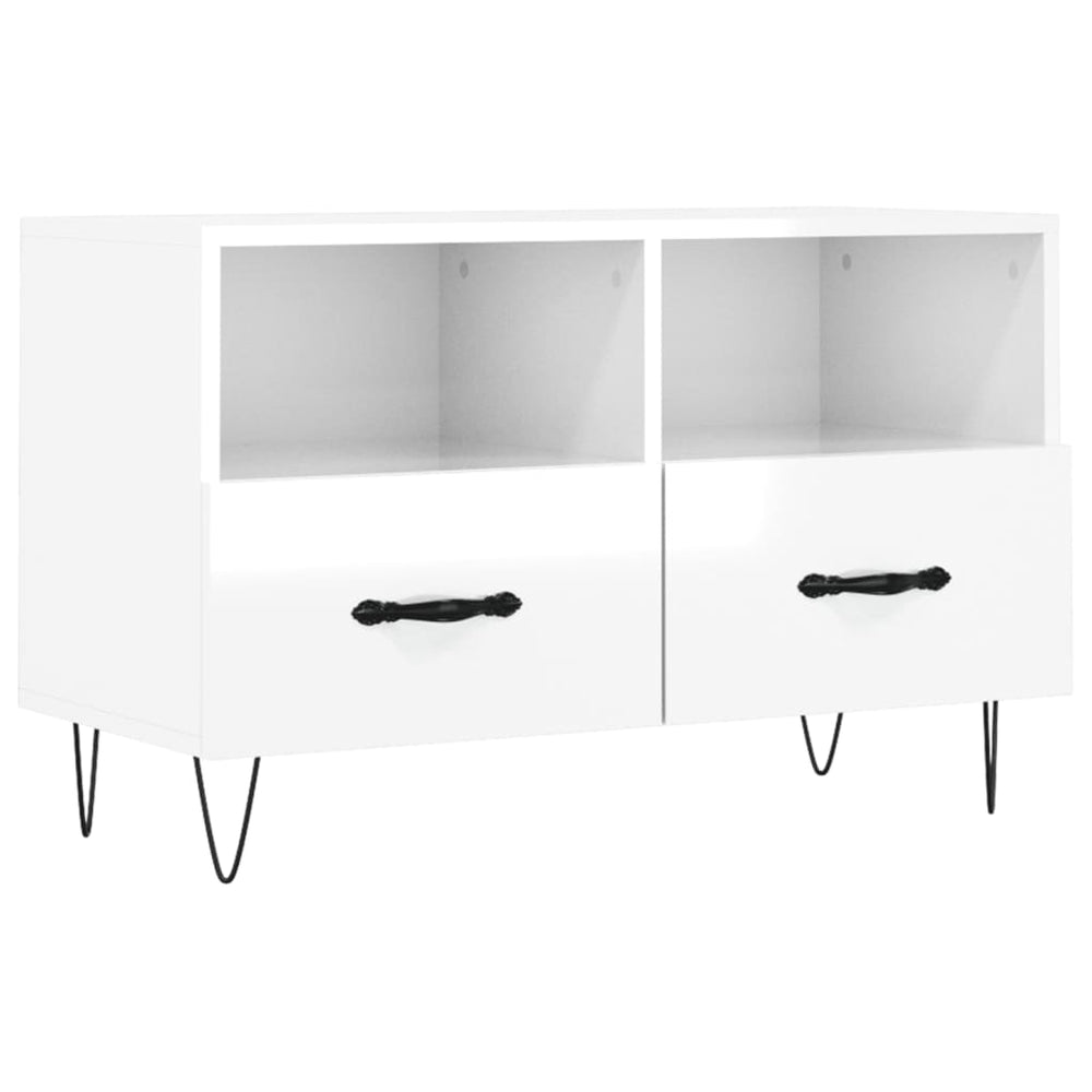Tv-meubel 80x36x50 cm bewerkt hout hoogglans wit MeubelReus