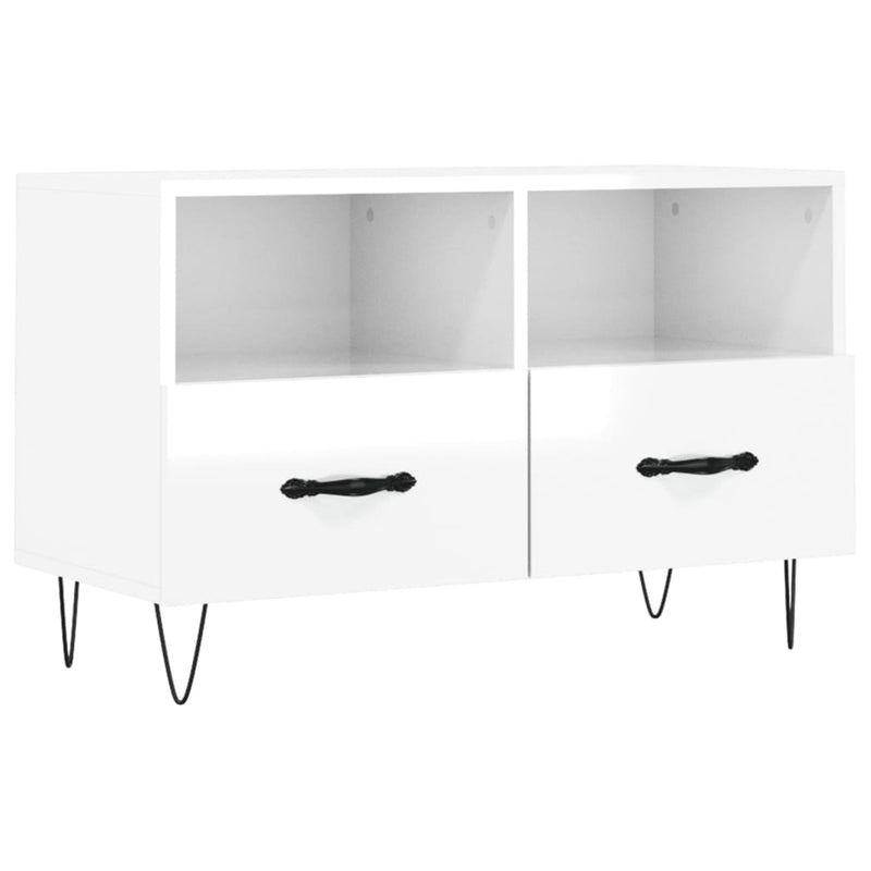Tv-meubel 80x36x50 cm bewerkt hout hoogglans wit MeubelReus